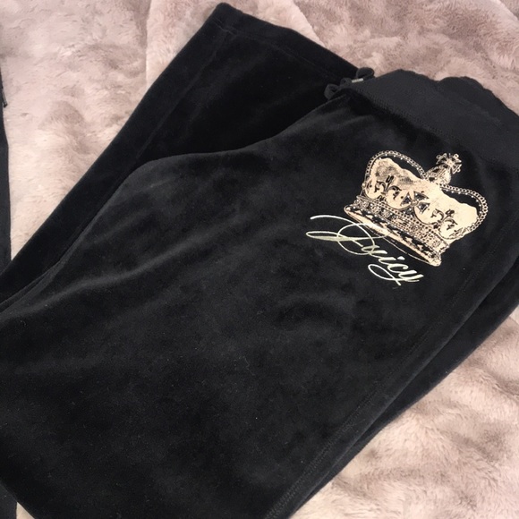 Vintage Juicy Couture Tracksuit set black plush velour & bling - Picture 11 of 16